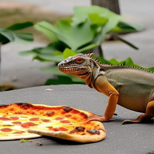 iguana eating pizza AI Generated Artwork NightCafe Creator