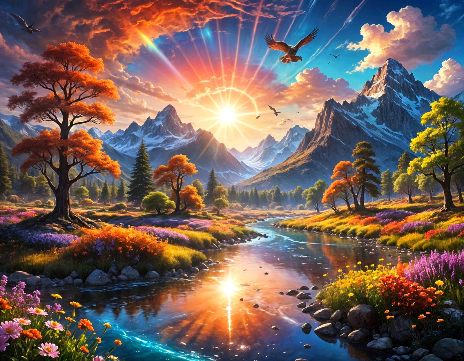 Sunshine Through a Mountain Valley  by @Cyliena Velnarin