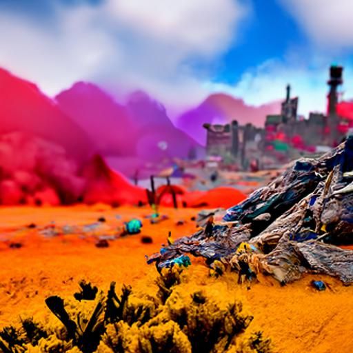 Colourful desert wasteland