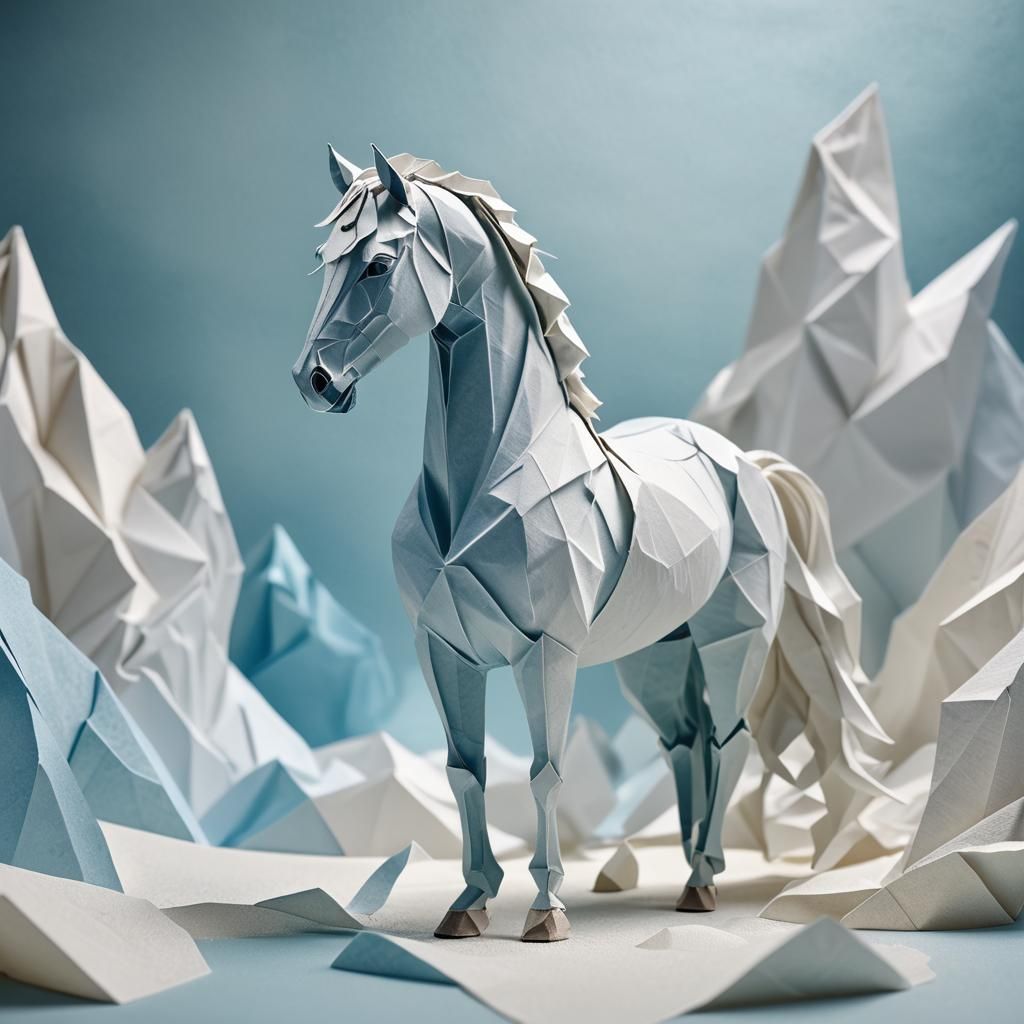 A white horse with ice as it's main and tail
