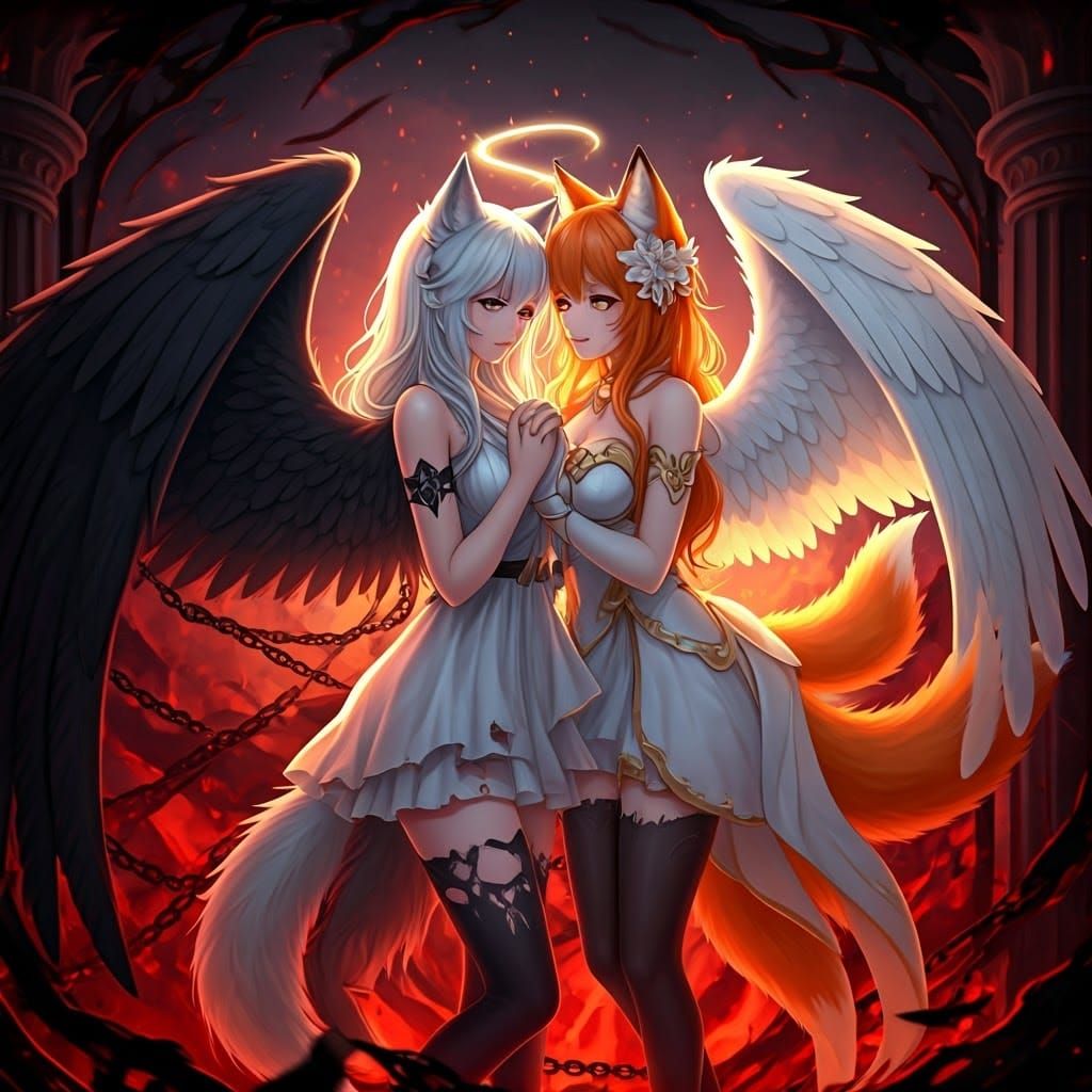 Anime Wolf Girl at the Gates of Hell