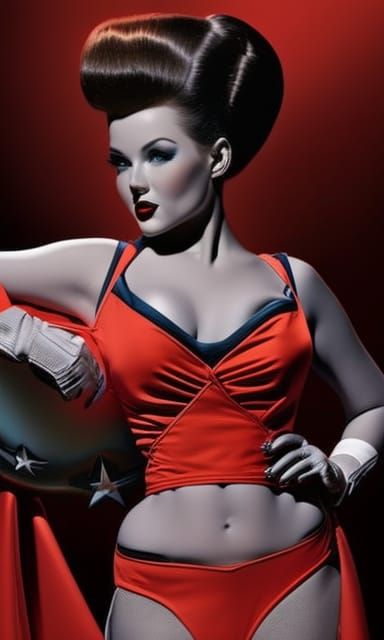 space girl in the style of 1950's retro science fiction, spa...