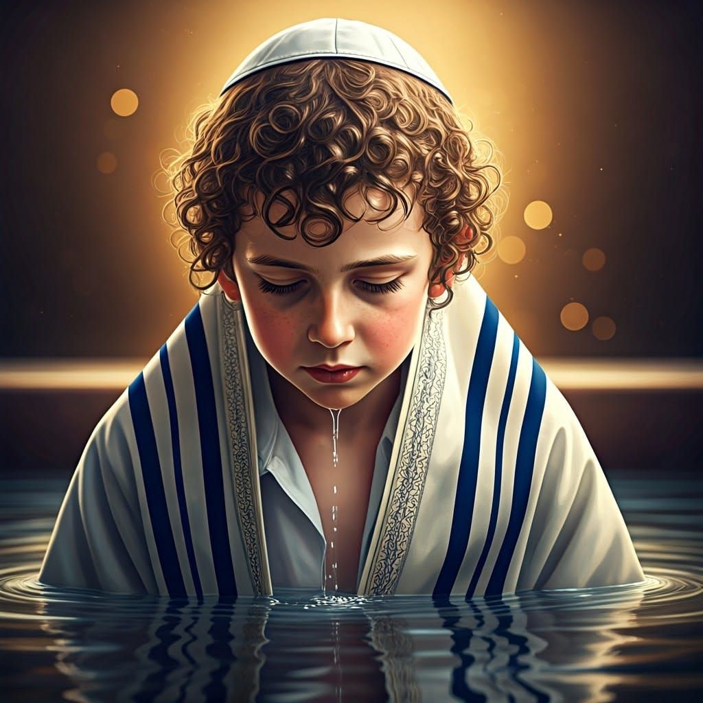 A Young Hasidic Boy in a Moment of Spiritual Reflection