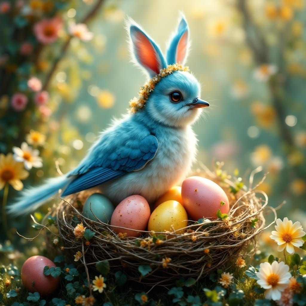 Lil' Blue Bird gets into the Easter Spirit