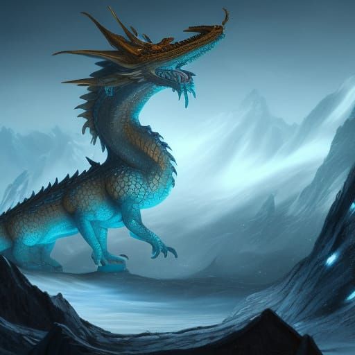 A blue dragon in a cave - AI Generated Artwork - NightCafe Creator