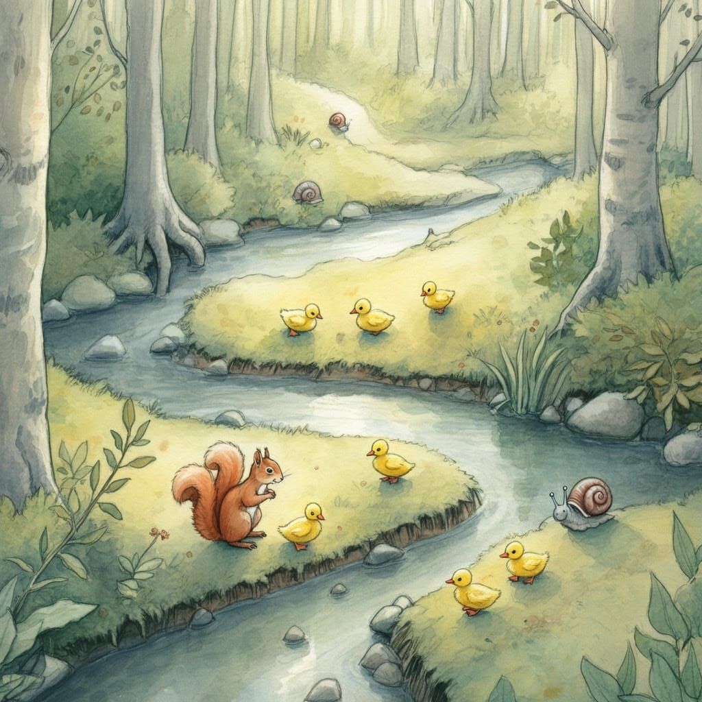 Tranquil Forest Glade with Woodland Creatures