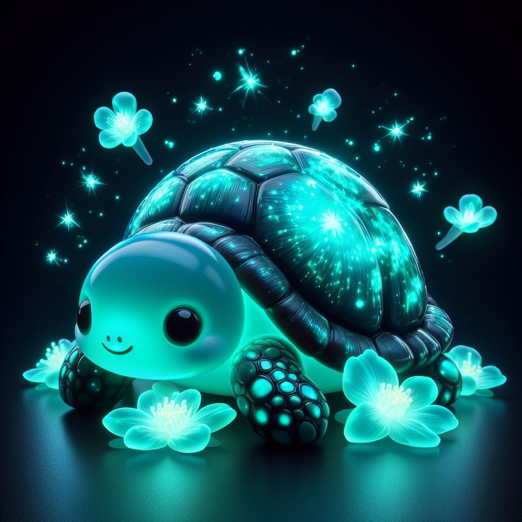 Bioluminescent Teal Turtle