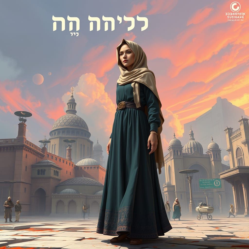 Woman in Historic City, Dystopian Digital Art