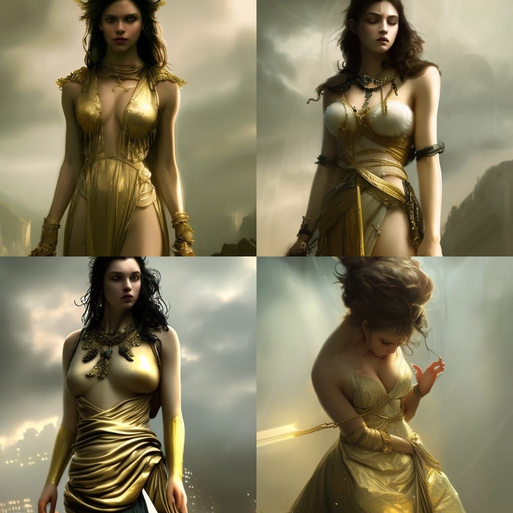 Woman curves figure. Beautiful. Silk dress with gold chains ...