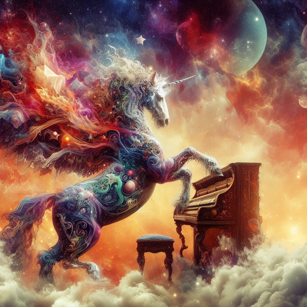 Unicorn Playing the Harpsichord - AI Generated Artwork - NightCafe Creator