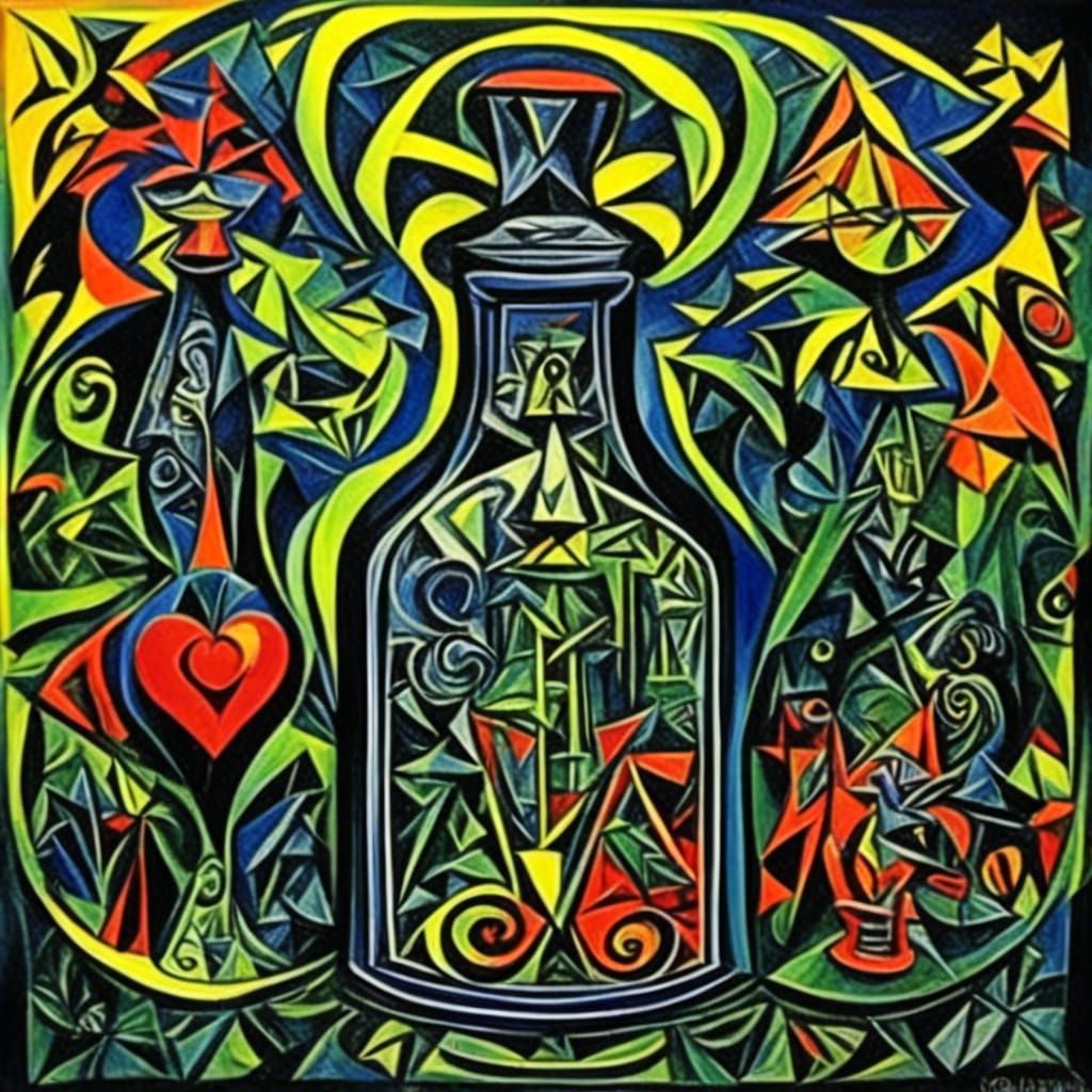 <lora:Jungle Juice:1.0> potion bottles 