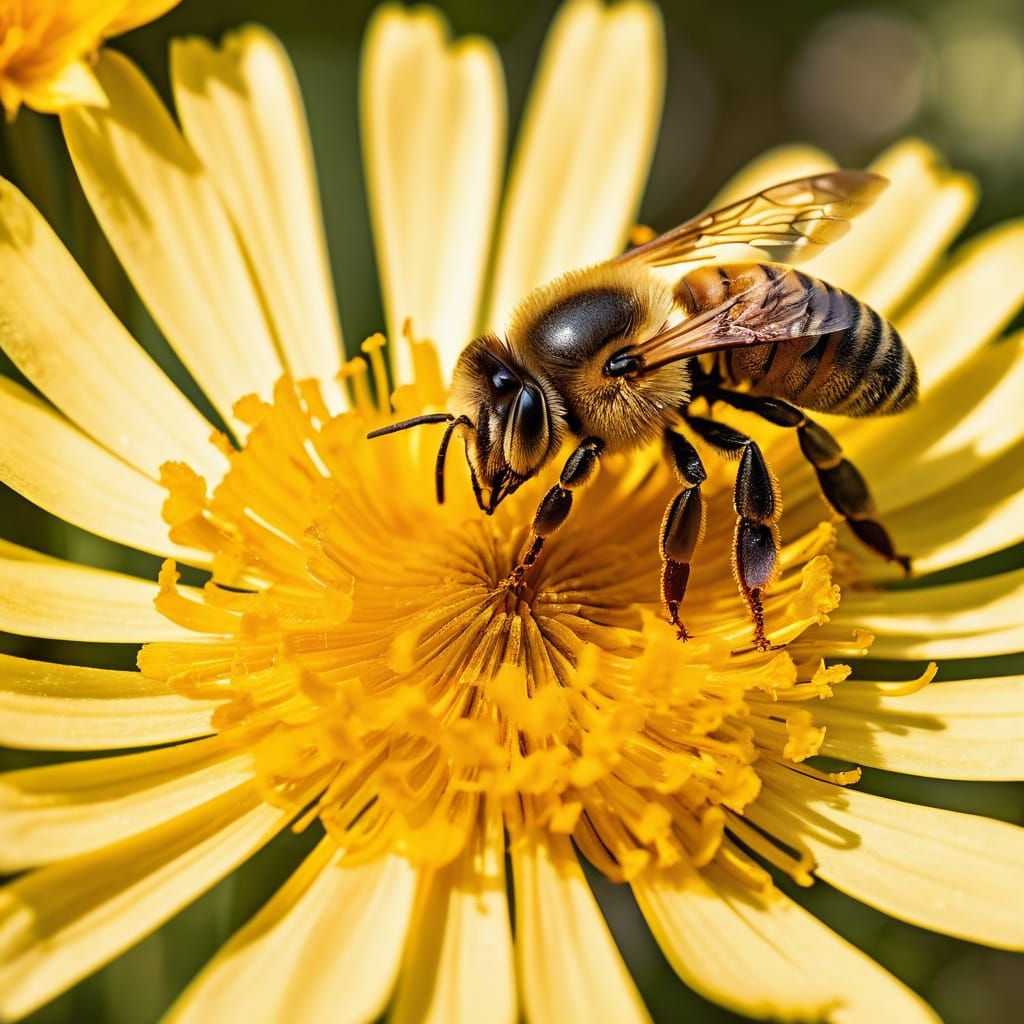 Bee and Flower - macro photograph.
