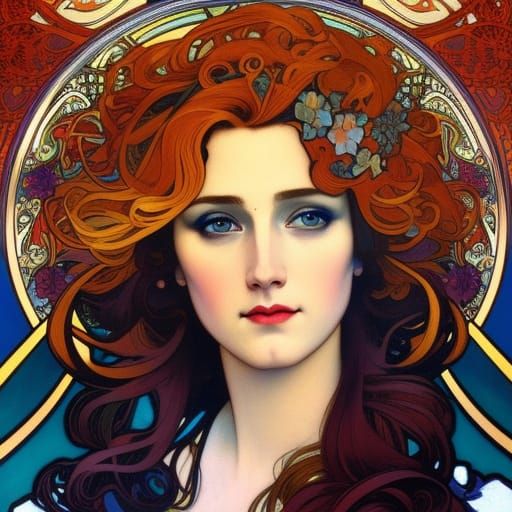 Beautiful Art Nouveau Woman - AI Generated Artwork - NightCafe Creator