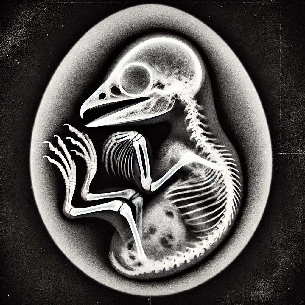 X-ray of an Egg with a Nearly Developed Bird. DALL-E 3 AI image prompt in my tutorials!