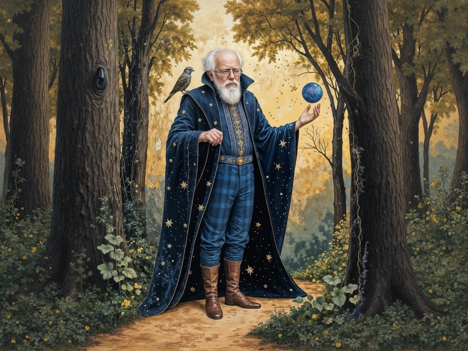 The Bearded Mage Oil Painting