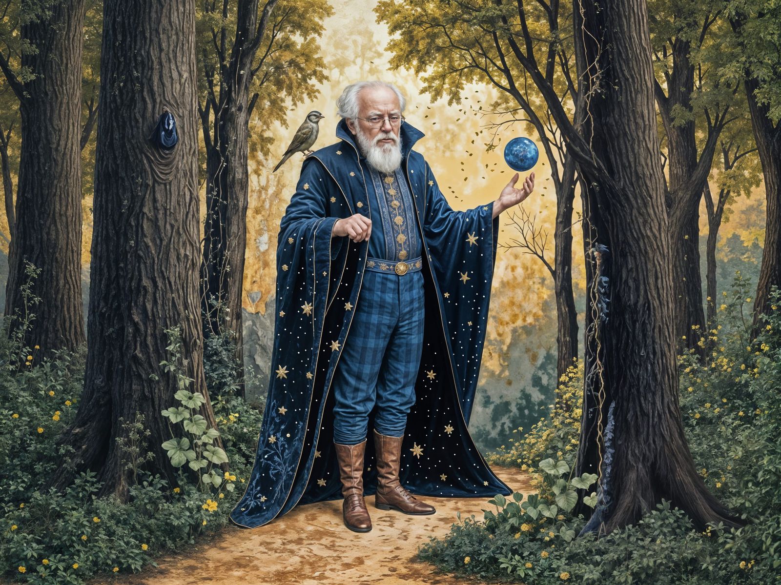 The Bearded Mage Oil Painting