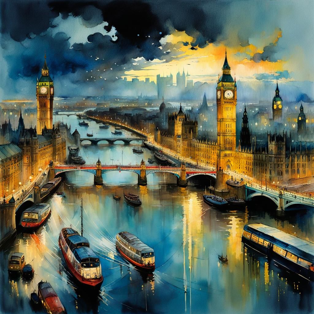 London from the Thames at dusk  by @Mike Ritchie