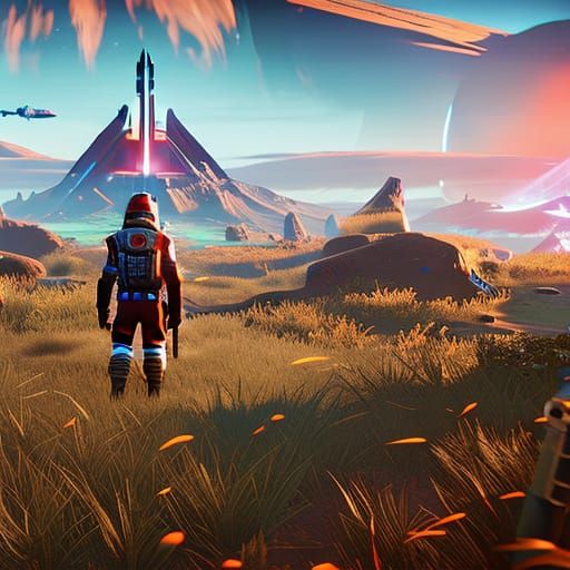 no mans sky, 3D Game Cinematic Feel, Epic 3D Videogame Graph...