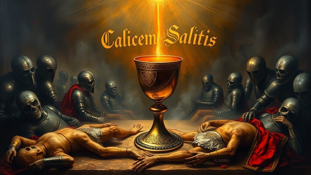 A Holy Grail depicted by Jan Lebenstain on a stunningly arti...
