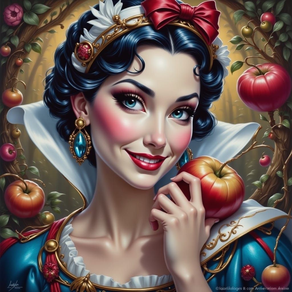 <lora:Disney Art Flux:1.0> snow white   by Heather Theurer art