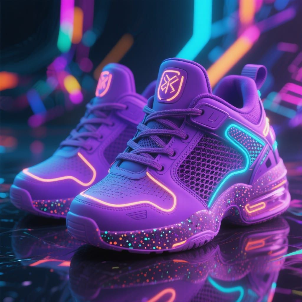 Futuristic Purple Sneakers with Neon Accents