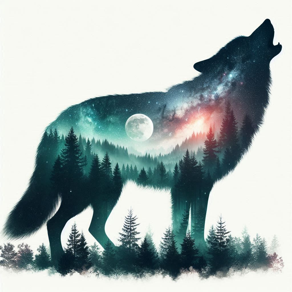 double exposure beautiful fantasy DALL-E 3 portrait landscape..