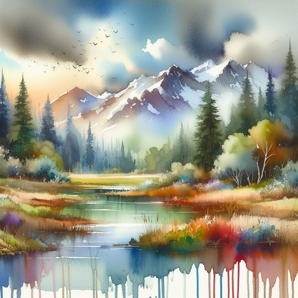 Watercolour landscape (not a lighthouse in sight!)