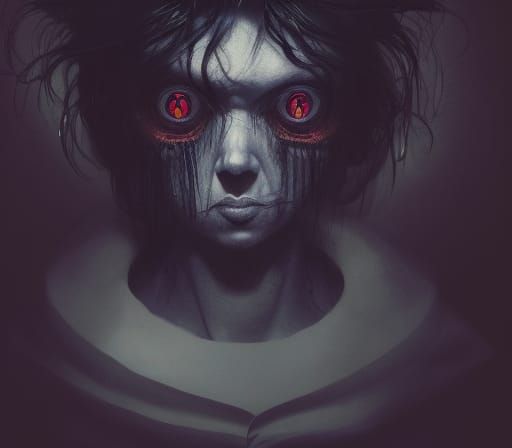 Creepy looking Kazuo Umezu Character horror Theme Elegant De...