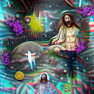 jesus is a hippie 8k resolution holographic astral cosmic il...