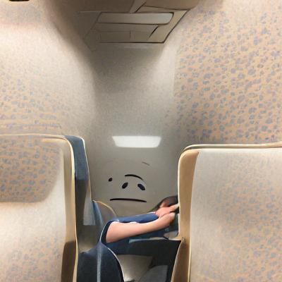 kid is sitting alone in the train back home