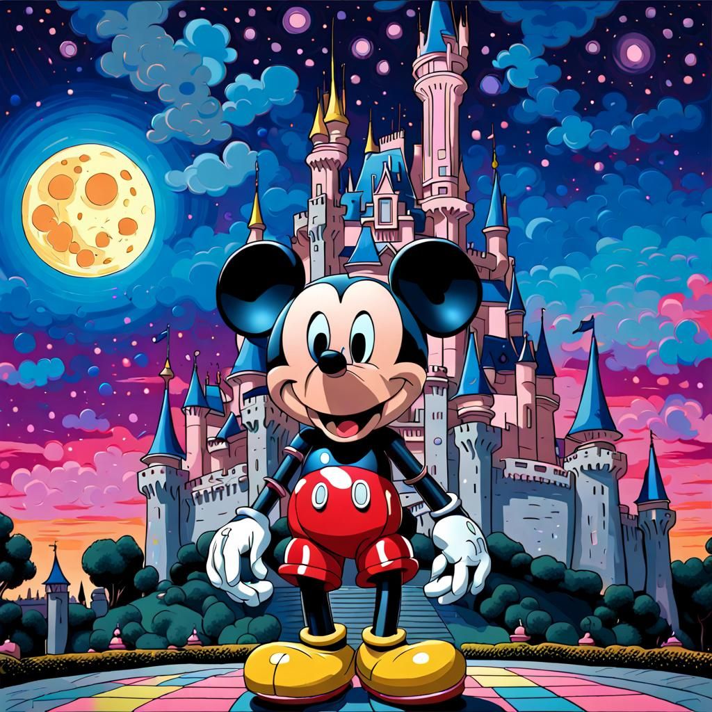 Mickey Mouse Popart Style in front of the Walt Disney Castle - AI ...