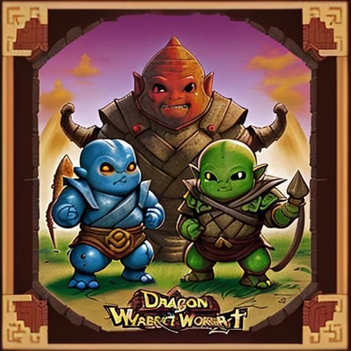 dragon warrior iv box cover art style golem and warrior