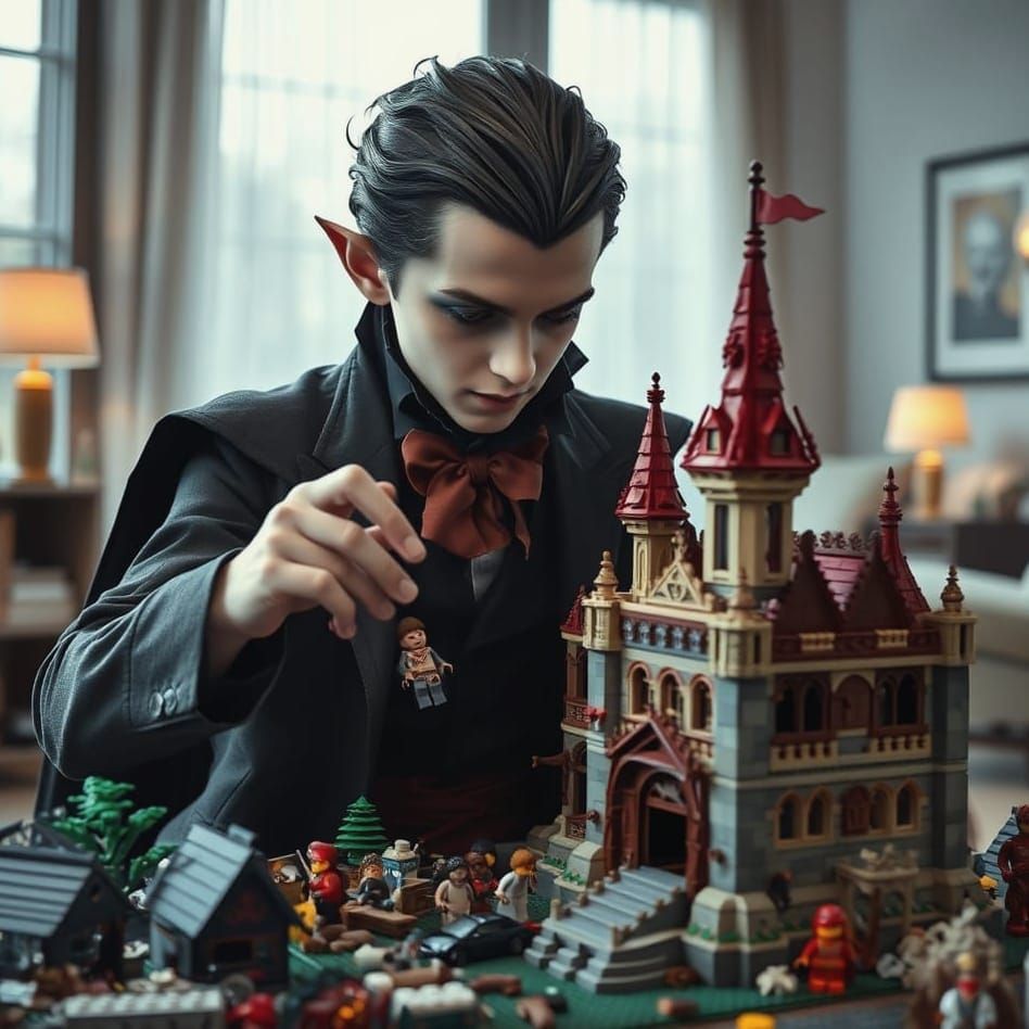 Lego MOC Dracula's castle by a young vampire  by @Vusa