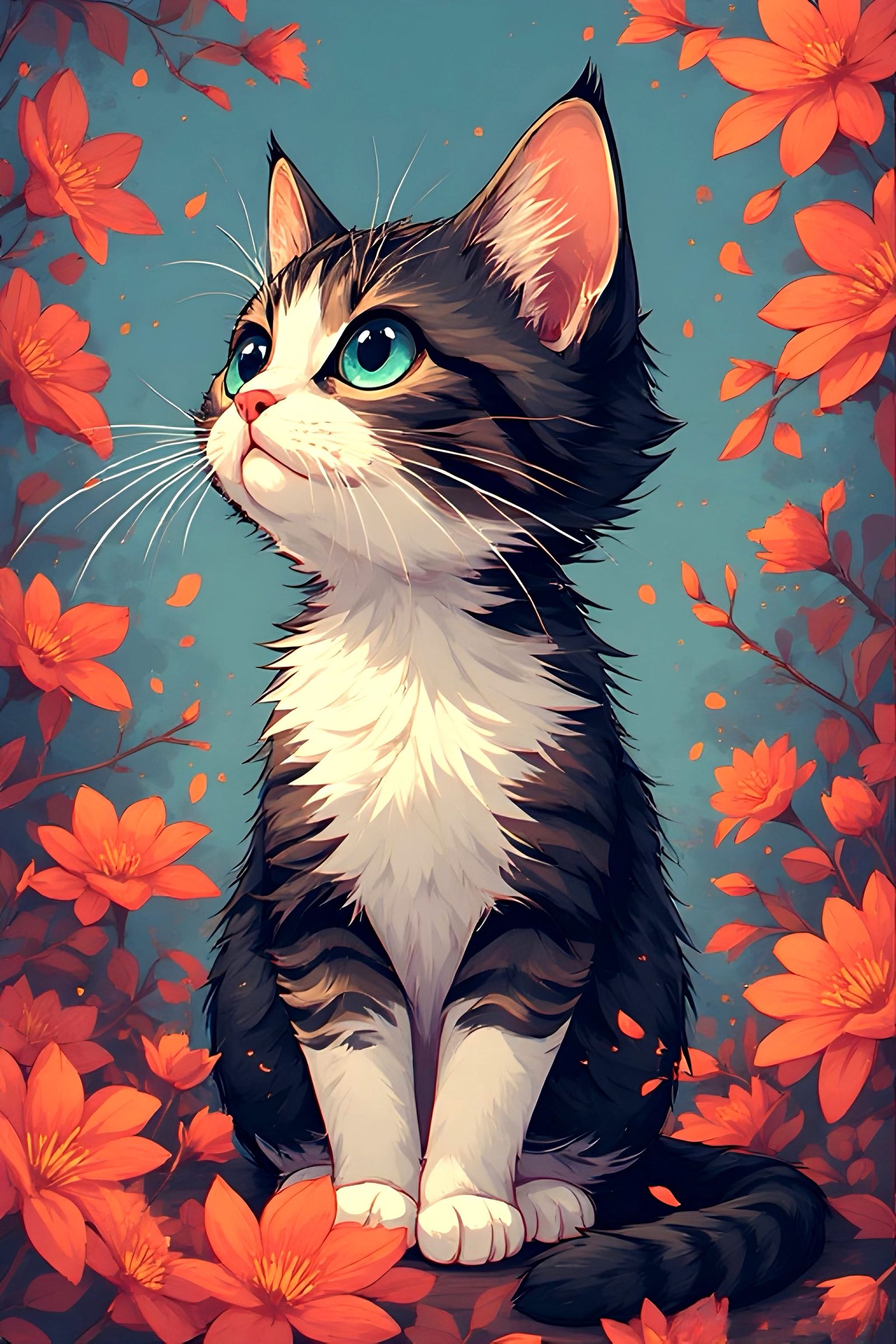 Vivid Cat Portrait, Studio Ghibi Art