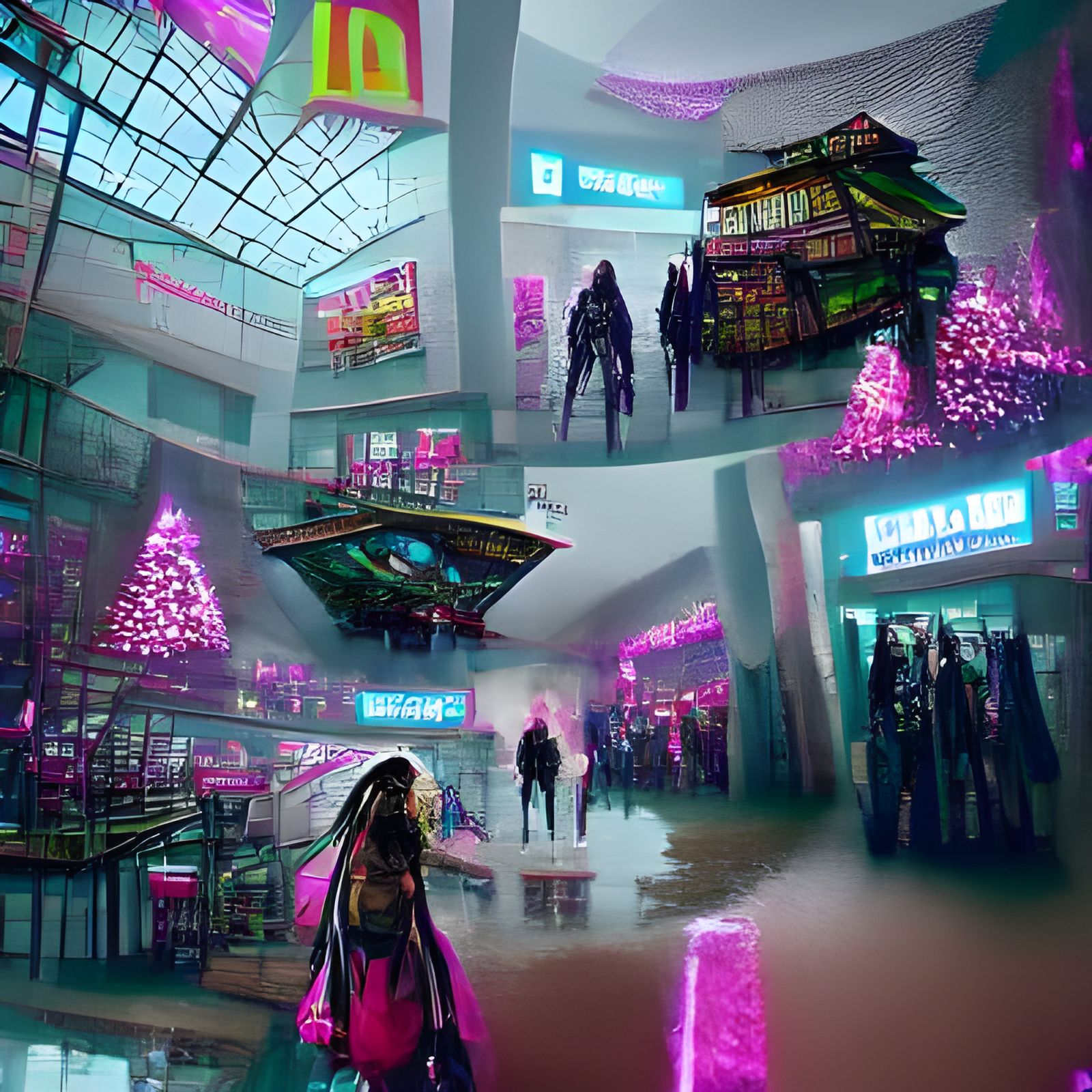 Cyberpunk Mall concept art - AI Generated Artwork - NightCafe Creator