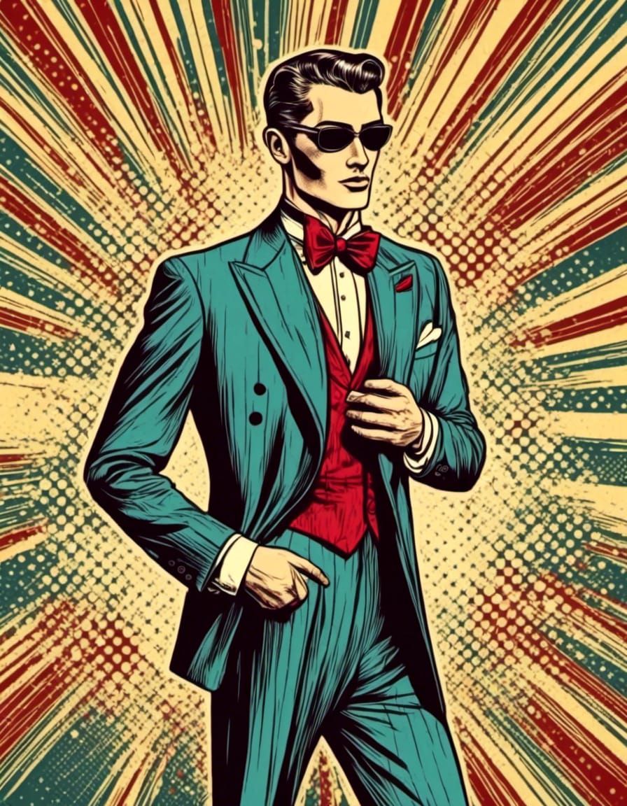  <lora:40s pop fusion:1.0>40s pop fusion man wearing a tuxedo 