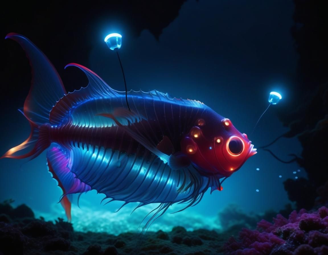 Bioluminescent Fish - AI Generated Artwork - NightCafe Creator