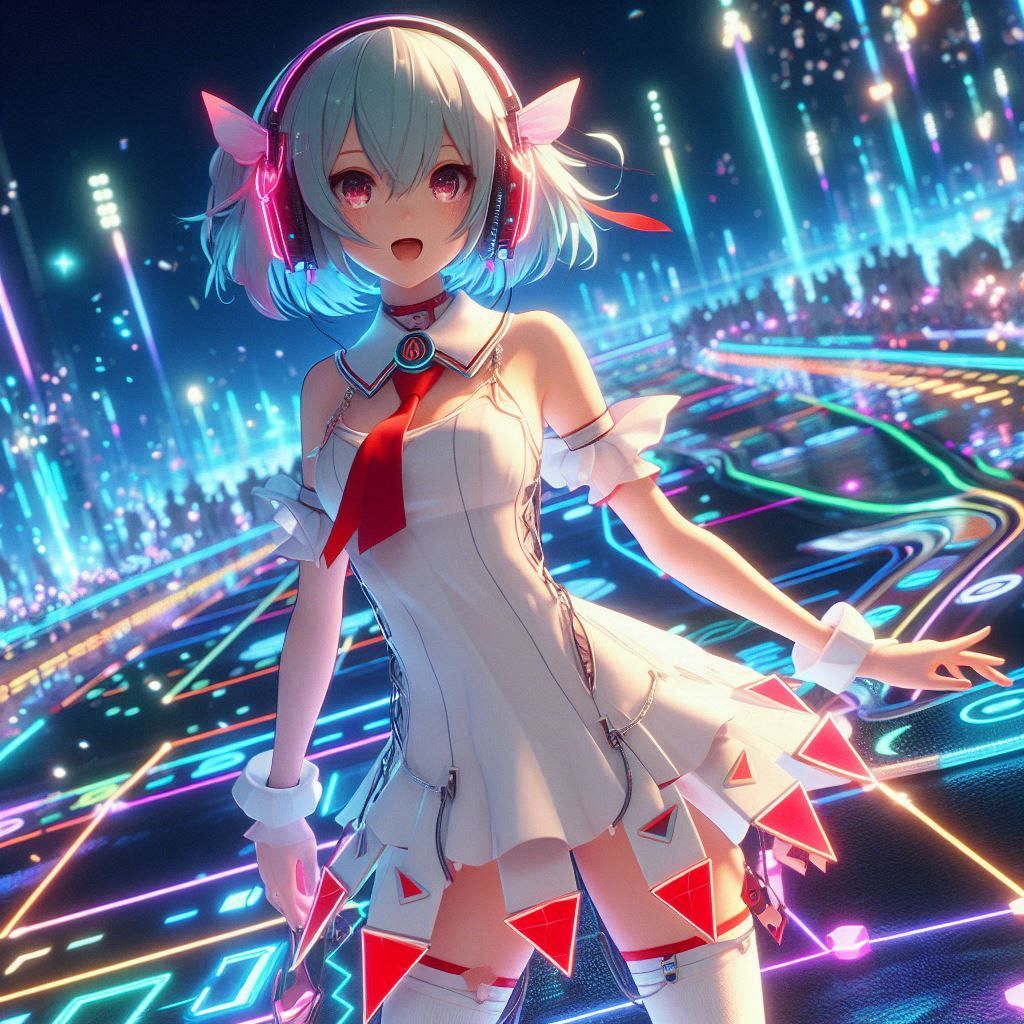 anime Beatmania IIDX artwork 3D render, low poly, game, japa...