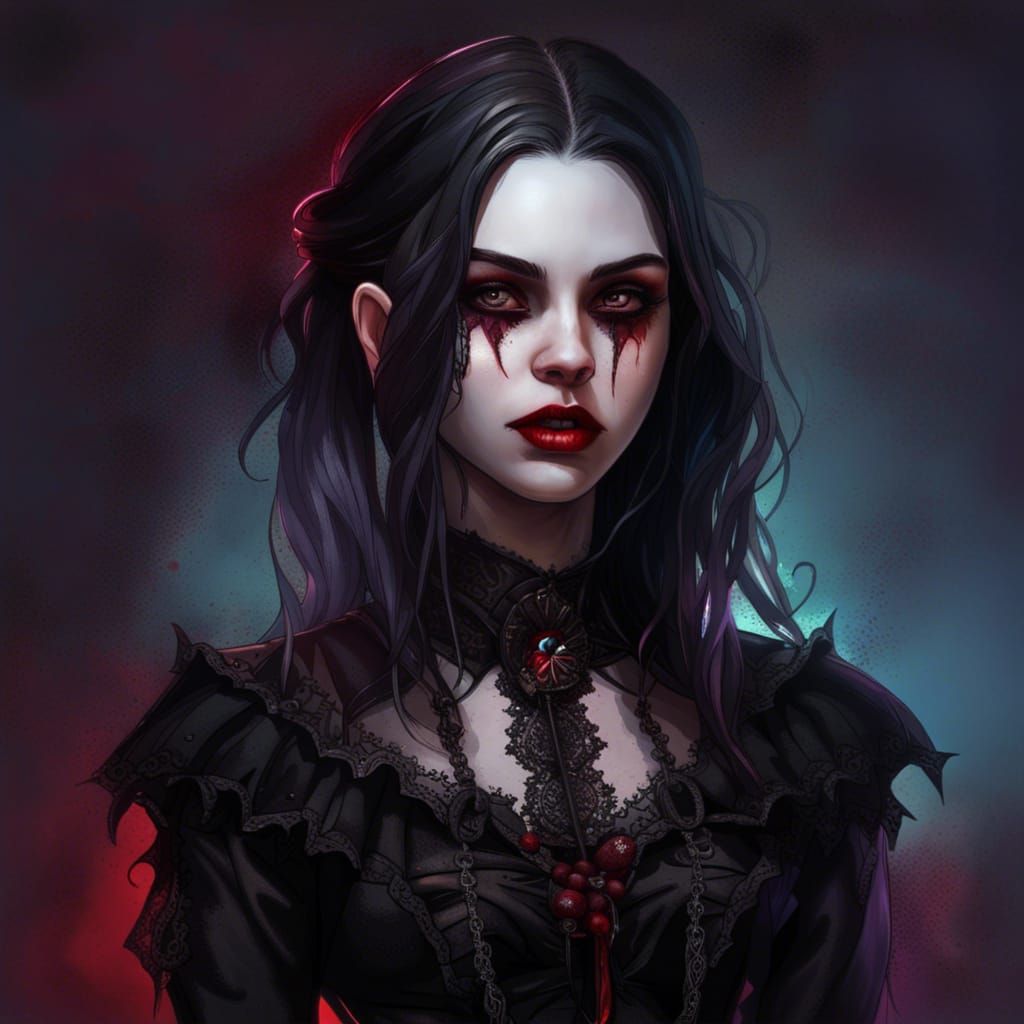 Portrait - Dark Goth Girl - Ai Generated Artwork - Nightcafe Creator