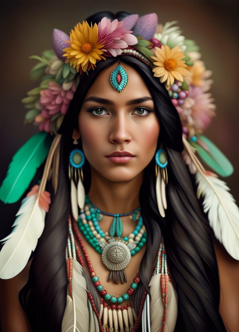 Native American Beauty - AI Generated Artwork - NightCafe Creator