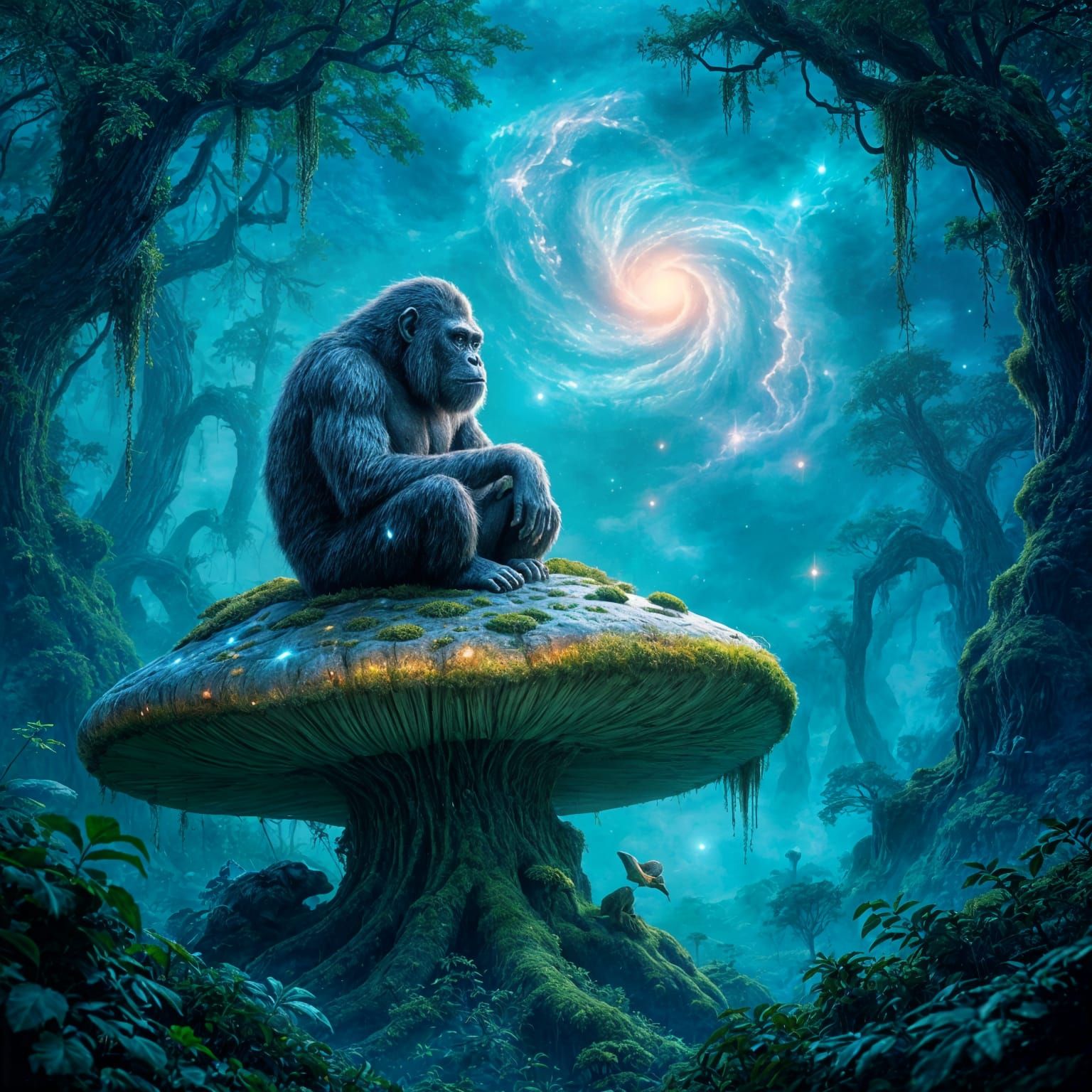 A woman with butterfly wings made of stained glass, floating  - Start Image 2