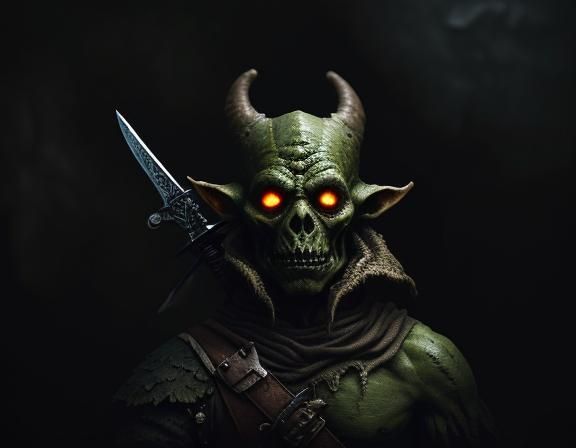 a goblin weilding in a small sword
