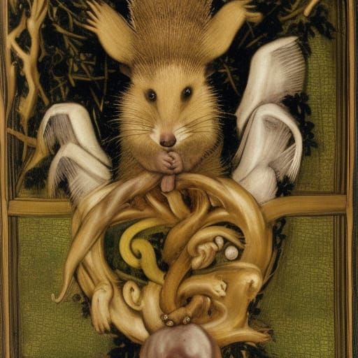 Hedgehog, like a goat, entangled in a vine 
By Hans Holbein,...