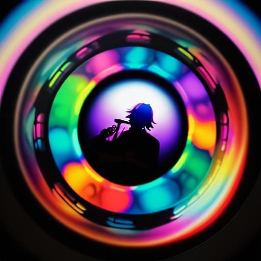 psychedelic colorful silhouette king of the guitar fisheye l...