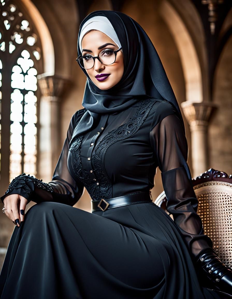 Intricately detailed portrait for a curvy middle eastern hijabi woman ...