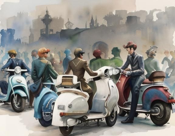 Mods on 1960s scooters