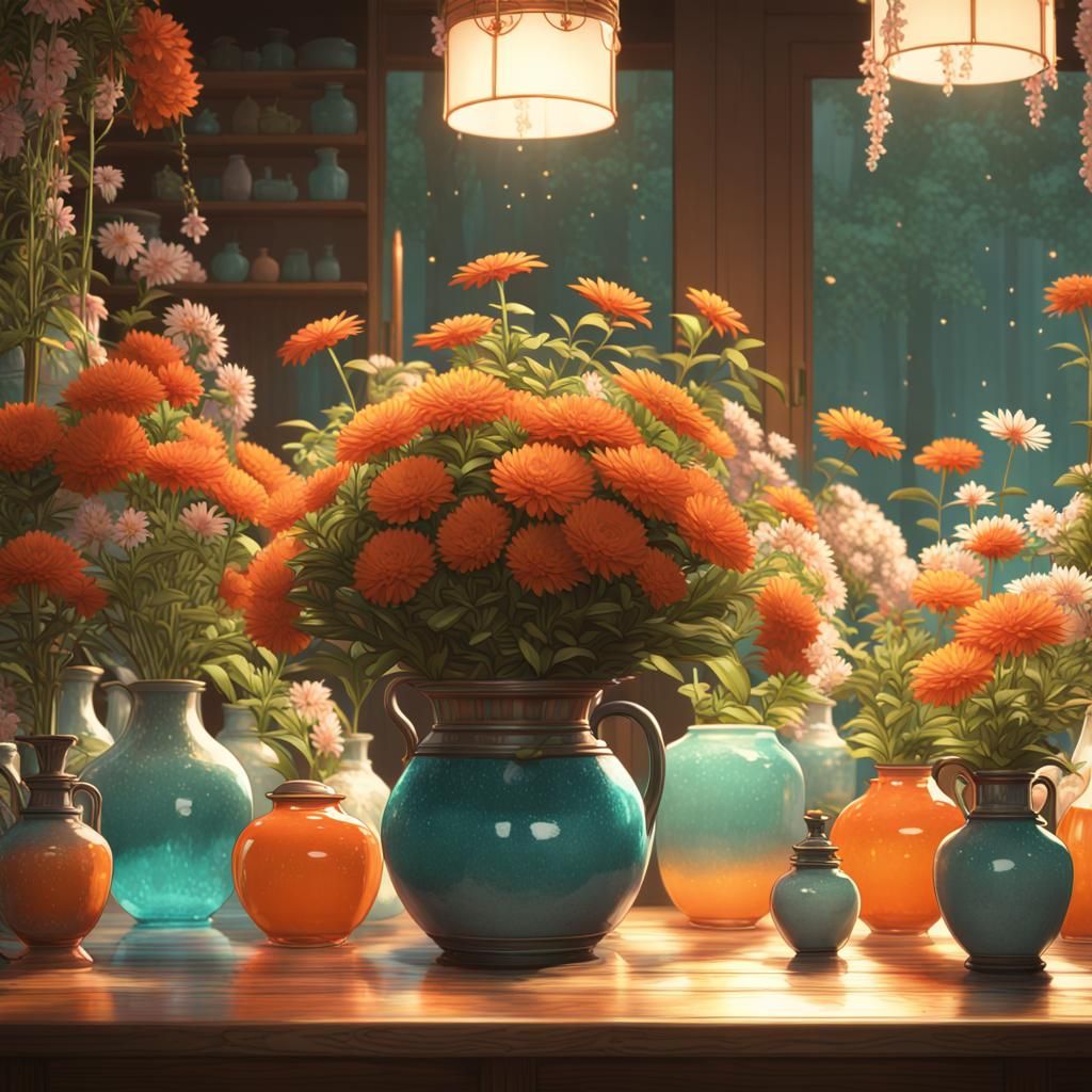 Flower vases on the table