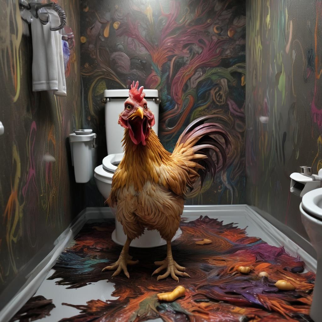 Angry Chicken on Toilet: Psychedelic Art