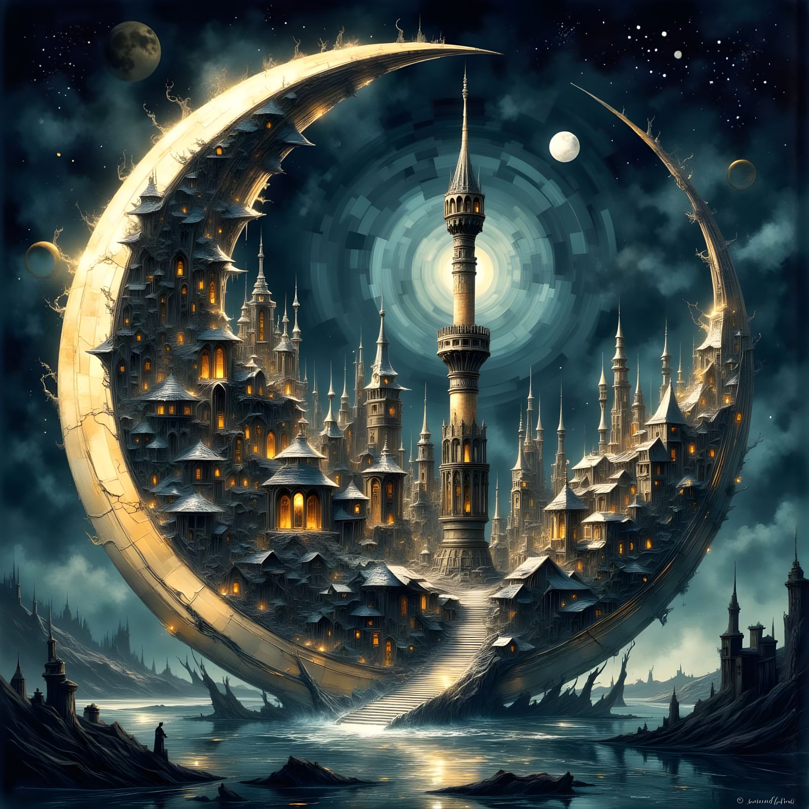 Crescent Spaceport  by @Enesir