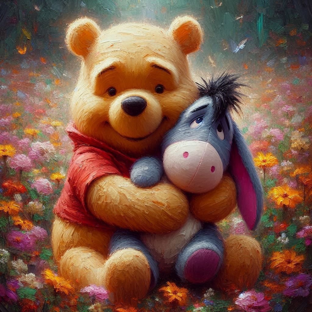 winnie the pooh hugging eeyore